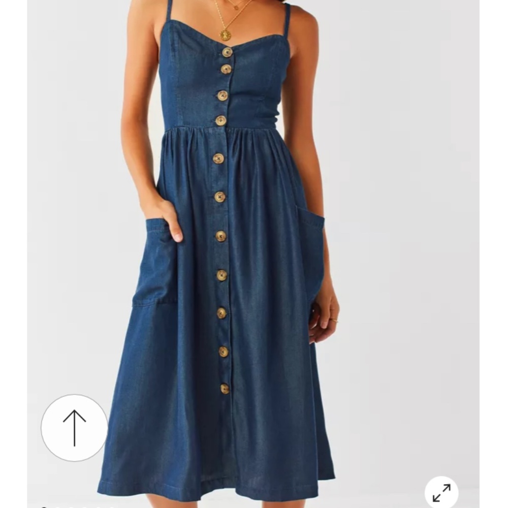 UO Emilia Chambray Button-Down Midi Dress